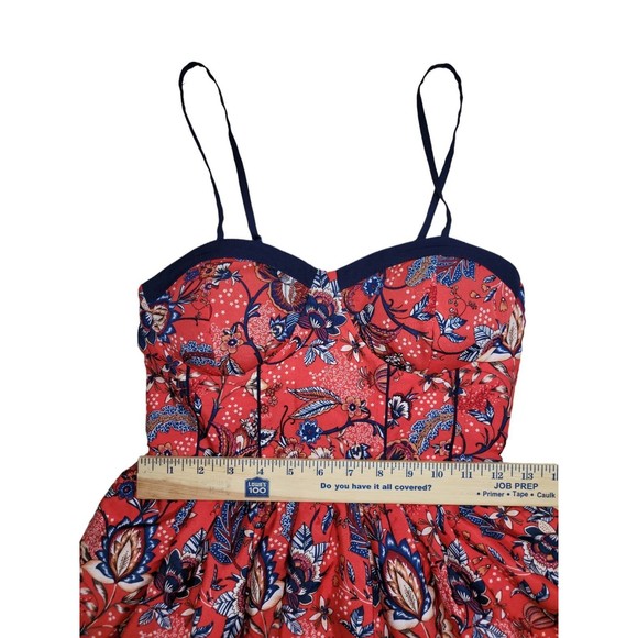 BOG Collective Dress Sz S Small Red Floral with Pockets Lightweight Princess Cut - Picture 8 of 10